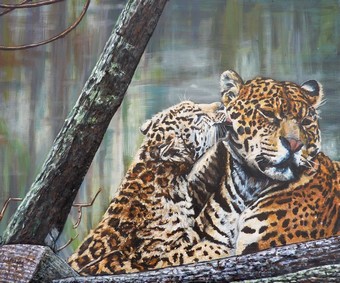 peinture les L�opards - virginie trabaud artiste peintre