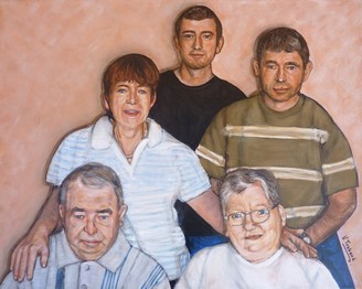 Tableau de Peinture Acrylique Portrait d'une Famille d'après photo - Virginie Trabaud Artiste Peintre Portraitiste