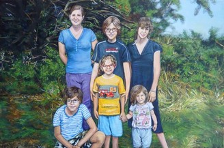 Tableau de Peinture Portraits de 6 enfants - Virginie Trabaud Artiste Peintre