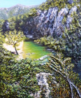 peinture vue sur la rivi�re - virginie trabaud artiste peintre