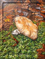 Le Cèpe - Tableau de peinture en relief 3D - Virginie Trabaud Artiste Peintre