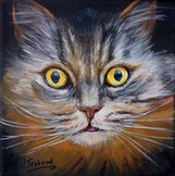 Peinture chat européen tigré portrait - acrylique - Virginie Trabaud Artiste Peintre