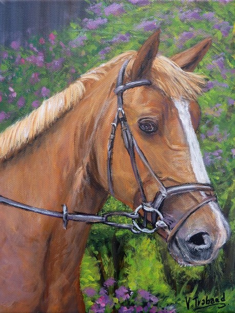Portrait cheval roux peinture acrylique - virginie TRABAUD Artiste Peintre