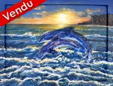 peinture dauphins et vagues en relief - Cliquez sur l image pour voir la fiche détaillée et consulter le tarif de l oeuvre