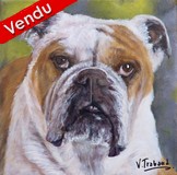 Peinture acrylique - Portrait de bulldog - Cliquez sur l'image pour voir la fiche et l'agrandissement