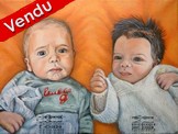 Peinture portraits de bébé garçons bébé fille - Virginie Trabaud Artiste Peintre