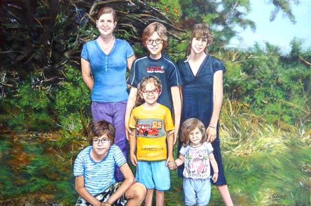 Peinture Portraits de 6 enfants - Virginie Trabaud Artiste Peintre