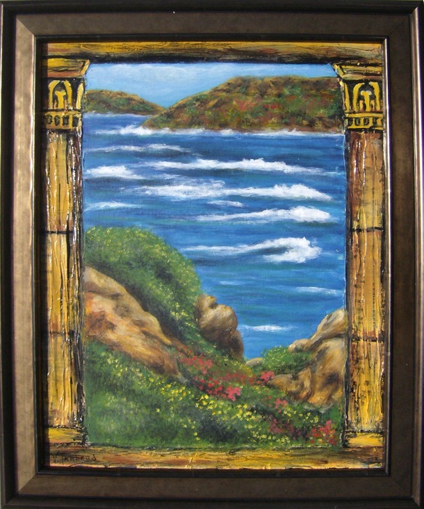 peinture la sardaigne - rocher et mer - Virginie trabaud artiste peintre