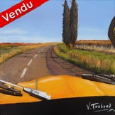 peinture 2 cv jaune sur une route - Cliquez sur l image pour voir la fiche détaillée et le tarif de l oeuvre