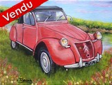 Peinture 2cv rouge cabriolet - Virginie TRABAUD Cliquez sur l'image pour voir la fiche détaillée