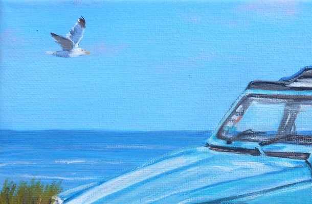 Peinture Dyane Bleu Toile Acrylique Réaliste Artiste Peintre