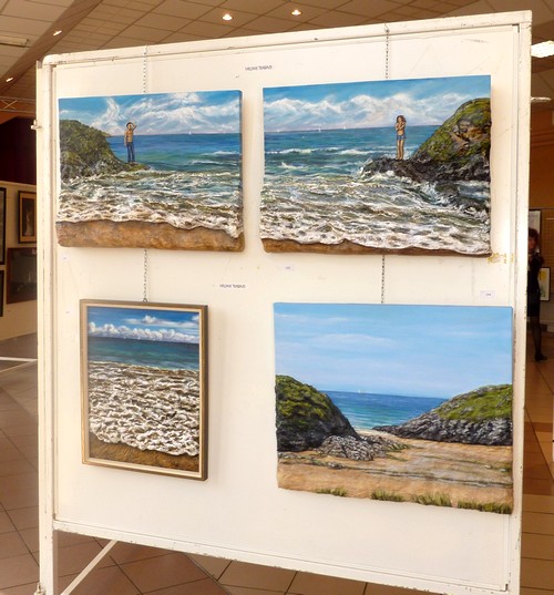 Peinture sur en relief sur les Plages et Vagues - Virginie Trabaud Artiste Peintre - Exposition  Nailly