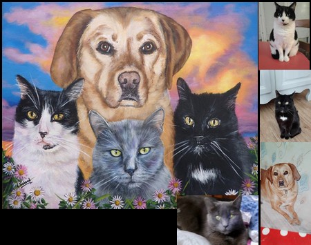 tableau-peinture-portraits-labrador-3-chats-virginie-trabaud.html