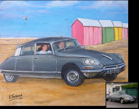 peinture Ds Grise sur la plage de Berck - Cliquez sur l image pour voir la fiche dtaille de l'oeuvre