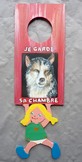 Peinture sur bois - husky et fillette - plaque de porte