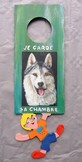 Peinture sur bois - husky et garon - plaque de porte