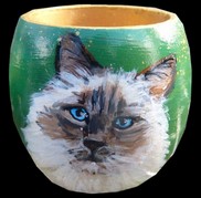 Peinture sur Rond de Serviette en bois - chat siamois - virginie trabaud