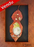 Peinture sur feuille d arbre Oiseau Zostrops - Cliquez sur l image pour voir la fiche dtaille