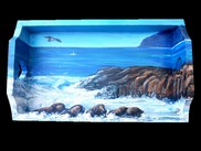 Plateau en bois Vagues et rochers corse avec relief 3d - Cliquez pour voir la fiche d�taillee