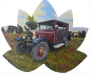 CENTENAIRE MONET Peugeot 177 de 1926 - Acrylique sur papier - Virginie TRABAUD Artiste Peintre Copyright