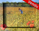 peinture bouquet de coquelicots campagne - Cliquez sur l image pour voir la fiche dtaille et consulter le tarif de l oeuvre