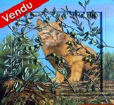 tableau de peinture Chat et l Olivier en relief - cliquez sur l image pour voir la fiche dtaille et consulter le tarif de l oeuvre