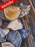 Tableau de Peinture Chatons - Artiste Peintre V. TRABAUD