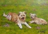 Chien et chiot berger des pyrnes - peinture acrylique - Cliquez sur l'image pour voir la fiche dtaille