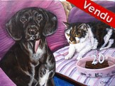 Peinture Portraits de Chien et de Chat - Prince et Choupette - Virginie Trabaud Artiste Peintre Animalier