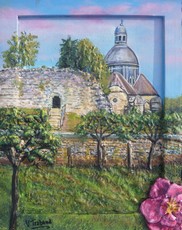 peinture glise et Rose de Provins - Cliquez sur l image pour voir la fiche dtaille et consulter le tarif de l oeuvre