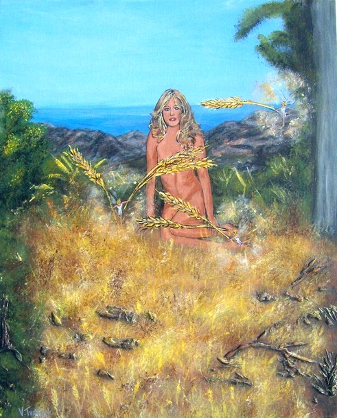 peinture femme nue en t - les elfes natures - virginie trabaud