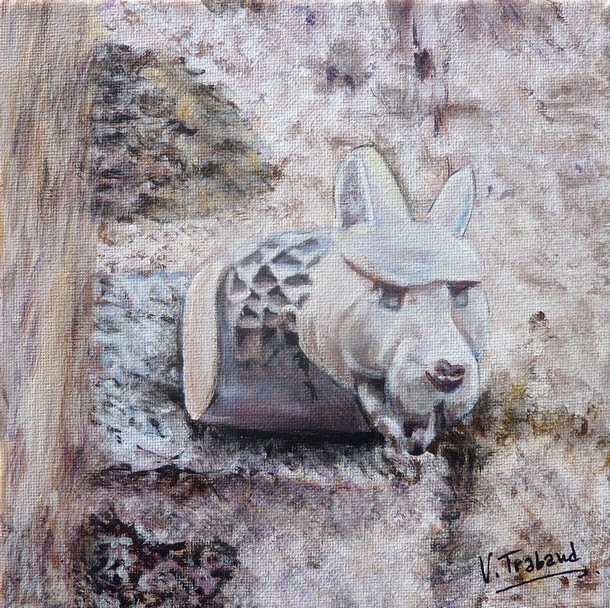 Peinture gargouille tte de loup  Provins - Acrylique - Virginie TRABAUD