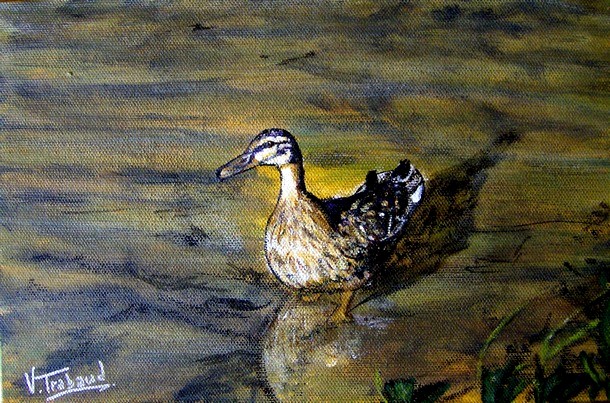 peinture cane sur la rivire auxence - acrylique - virginie trabaud