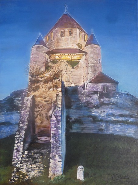 Peinture la Tour Csar de Nuit Provins - Peinture Acrylique - Virginie Trabaud