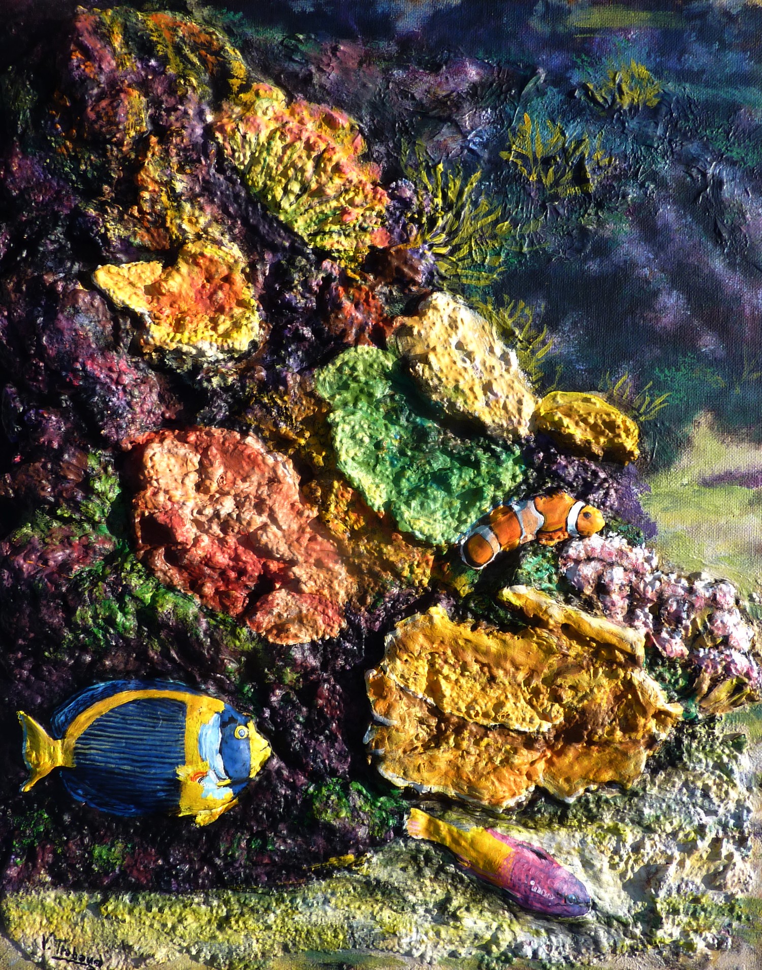 Tableaux design et colorés - La mer et les poissons par Sofi