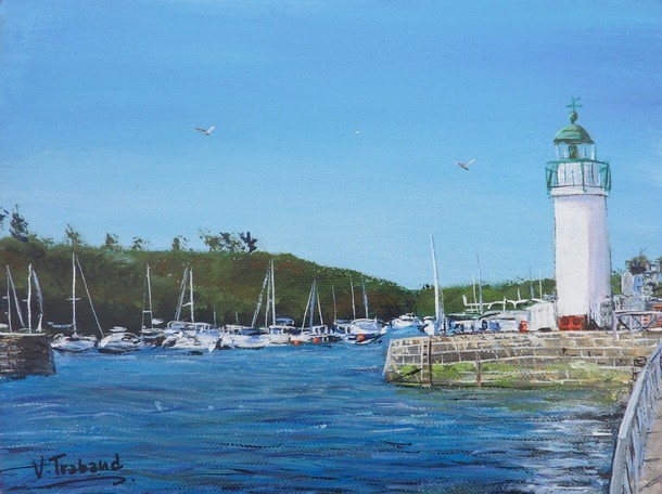 peinture Phare de Palais Belle le en mer - Acrylique - Virginie Trabaud