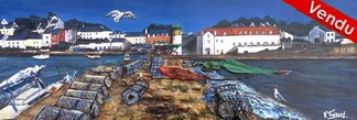 tableau relief peinture port de Sauzon - belle le en mer  - Cliquez sur l image pour voir la fiche dtaille et consutler le tarif de l oeuvre