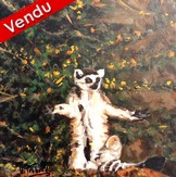 peinture acrylique lmurien au soleil - Artiste Peintre Virginie Trabaud