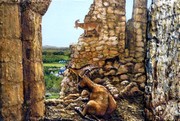 Tableau de Peinture en Relief les Biquettes chèvres de Coucy - Virginie Trabaud Artiste Peintre Animalier