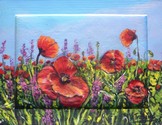 Peinture Les coquelicots fleurs des champs sur bois - Cliquez sur l image pour voir la fiche dtaille et consulter le tarif de l oeuvre