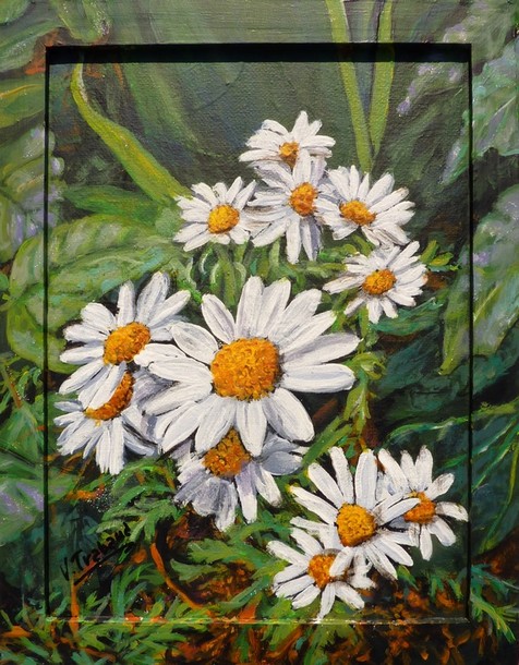 peinture les Marguerites - acrylique - Virginie Trabaud artiste peintre