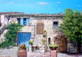 Peinture en Relief 3D - Maison de provence avec Chats - Virginie Trabaud Artiste Peintre