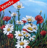 peinture marguerites et coquelicots - Cliquez sur l image pour voir la fiche dtaille et consulter le tarif de l oeuvre