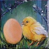 peinture poussin et oeuf - Virginie trabaud