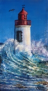 peinture phare rouge et temp�te- Cliquez sur l image pour voir la fiche d�taill�e et consulter le tarif de l oeuvre
