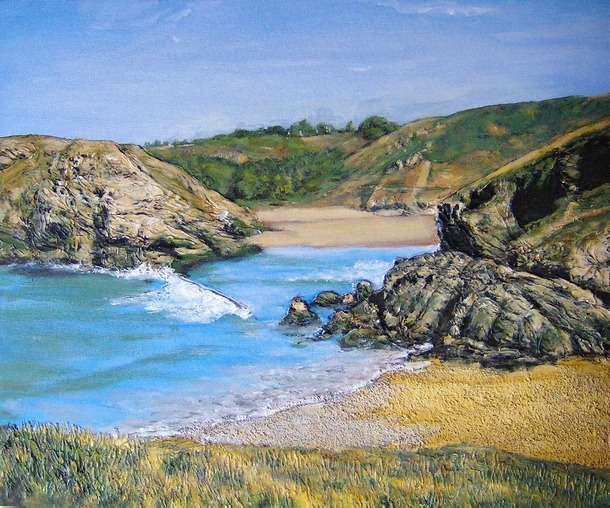 peinture plage herlin baluden belle ile en mer - virginie trabaud artiste peintre