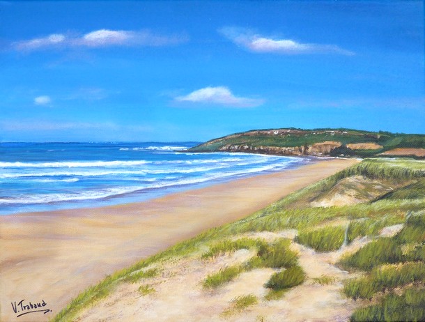 Plage de Normandie Le Nez du Pou - Peinture acrylique - Virginie Trabaud