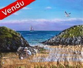 Sur la plage de Belle ile - Peinture acrylique sculpture en relief - Cliquez sur l'image pour votre la fiche dtaille