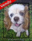 Peinture portrait de Cavalier King Charles - acrylique - Virginie Trabaud Artiste Peintre