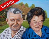 peinture Couple de personnes ages devant la chaumire - Cliquez sur l image pour voir la fiche dtaille et consulter le tarif de l oeuvre